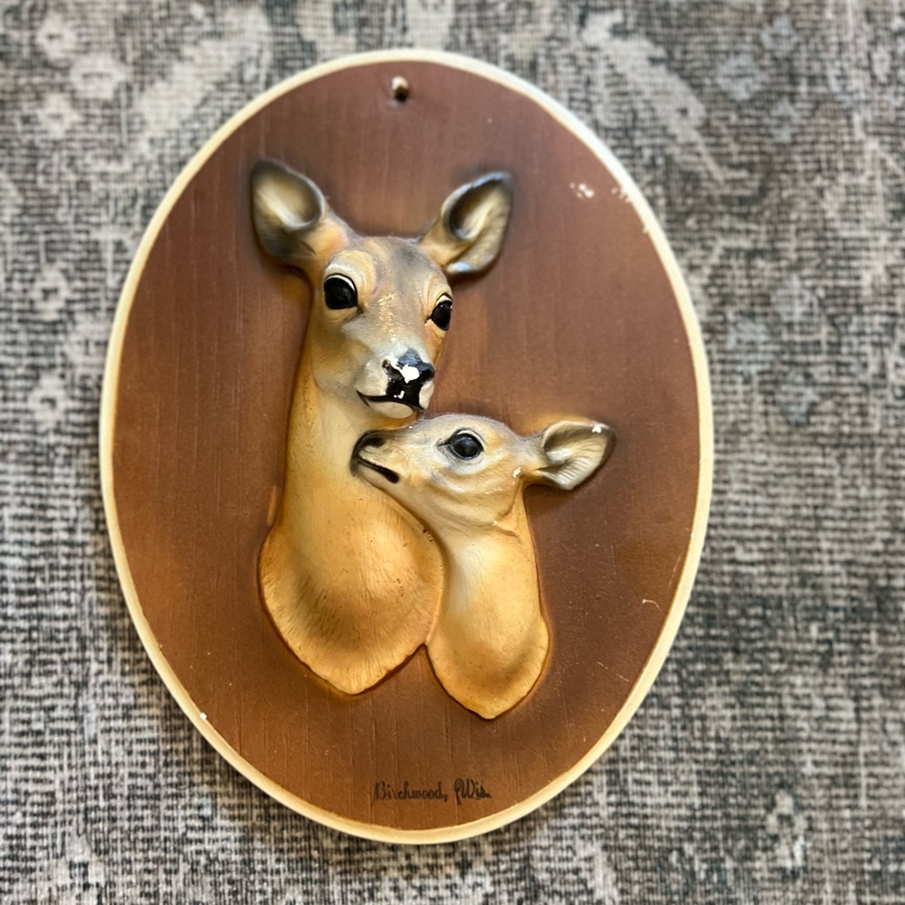 Tan & Brown Deer Wall Plaque - Mother and Fawn